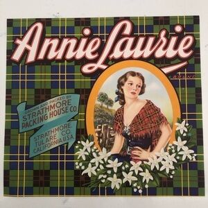 VTG Orange Crate Art Label 10x11” Strathmore Packing~Tulare, CA